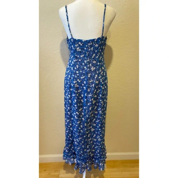 Majorelle Babydoll Midi Dress Sz S Ditsy Floral Garden Blue Feminine Y2K Fairy - Picture 5 of 12